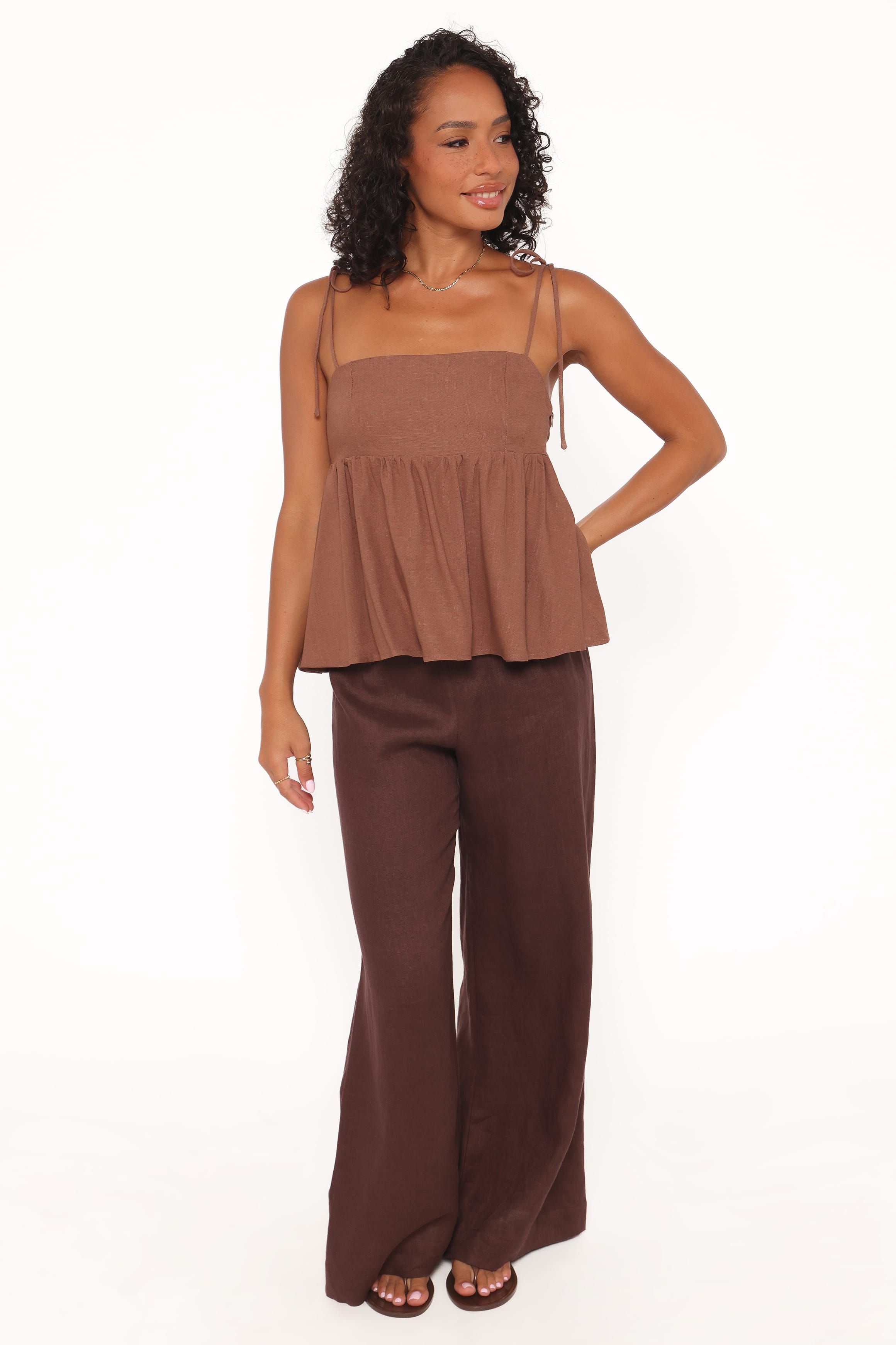 Zephyra Baby Doll Top - Brown